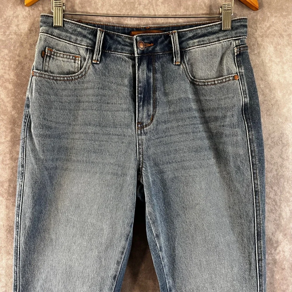 Judy Blue Boyfriend Jeans Womens 7/28 Blue Raw Hem‎ High Rise Stretch JB88818 MD